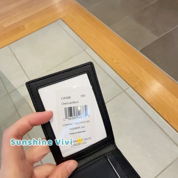 NWT Coach Men's Charcoal/Black Compact Billfold Coated Canvas Wallet CW368 - Picture 2 of 4